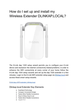 How do I set up and install my Wireless Extender DLINKAP.LOCAL