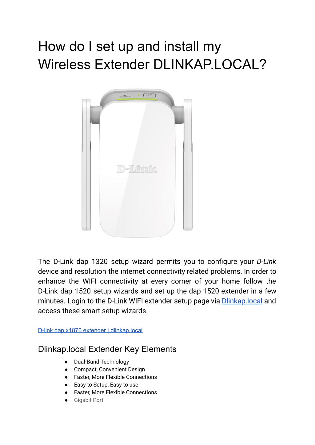 PPT - How do I set up and install my Wireless Extender DLINKAP.LOCAL ...