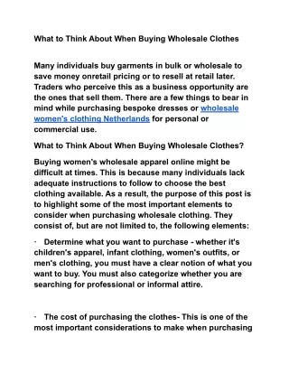 What to Think About When Buying Wholesale Clothes