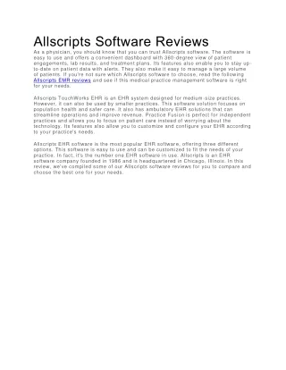 allscripts software reviews as a physician