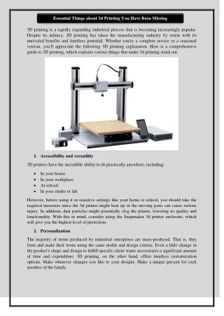 essential things about 3d printing you have been