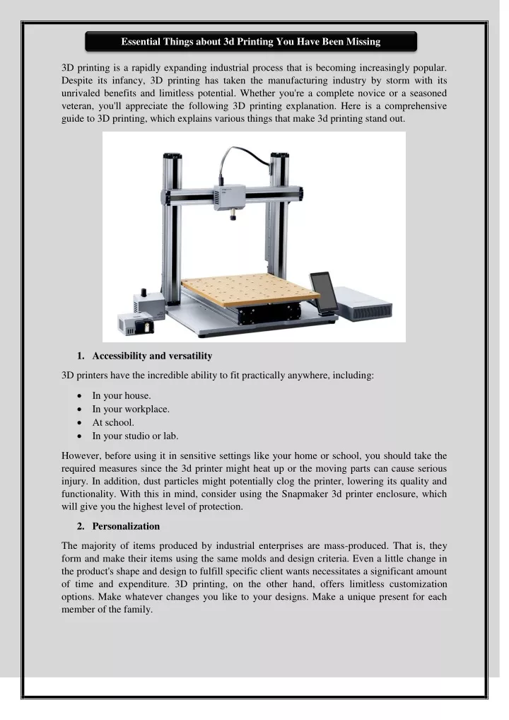 essential things about 3d printing you have been