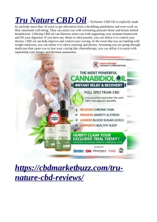 tru nature cbd oil trunature