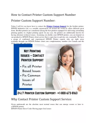 How to Contact Printer Custom Support Number