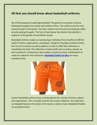 All that you should know about basketball uniforms