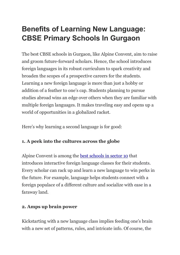 benefits of learning new language cbse primary