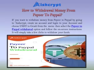 How to Withdrawal Money From Payeer To Paypal