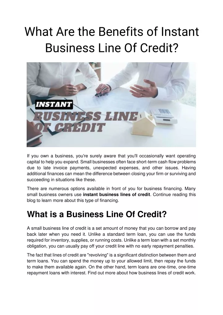 what are the benefits of instant business line