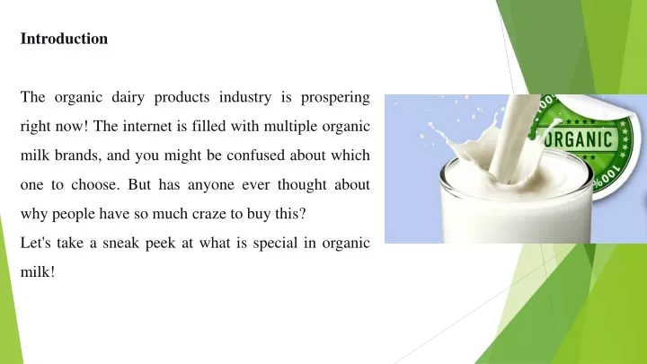 introduction the organic dairy products industry