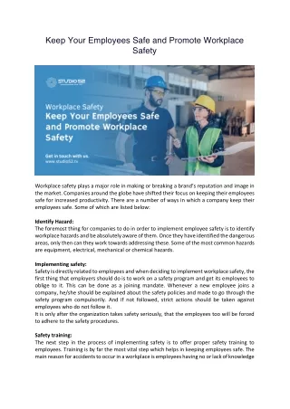 Keep Your Employees Safe and Promote Workplace Safety