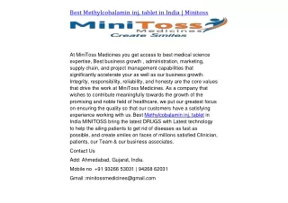 Best Methylcobalamin inj, tablet in India | Minitoss