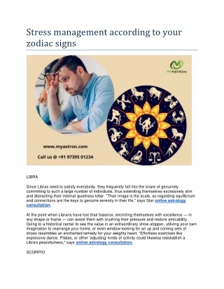 Stress management according to your zodiac signs