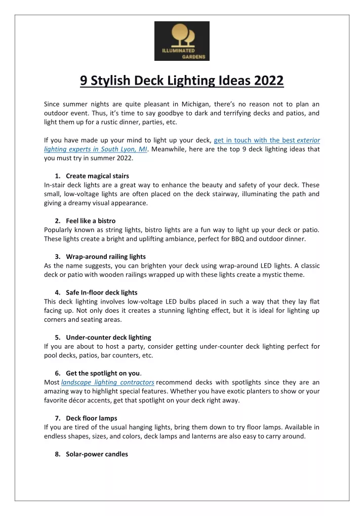 9 stylish deck lighting ideas 2022 since summer