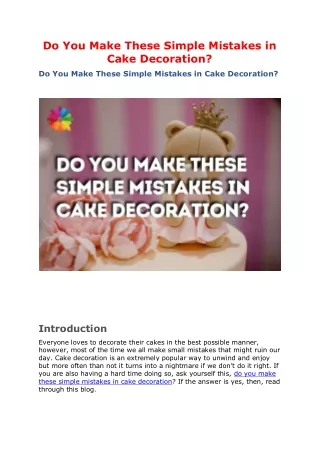 do you make these simple mistakes in cake