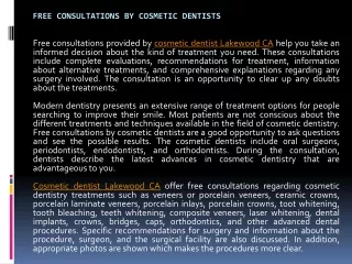 Consultations by Cosmetic Dentists