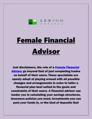 Female Financial Advisor pdf