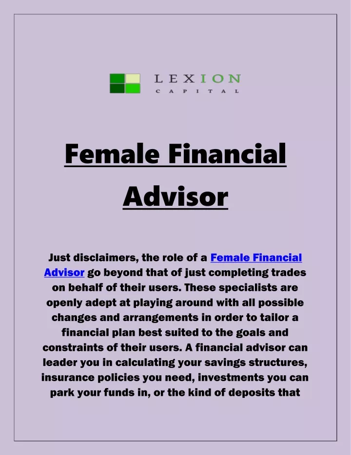female financial advisor