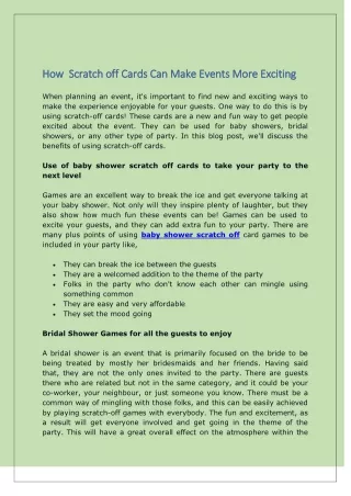 How  Scratch off Cards Can Make Events More Exciting