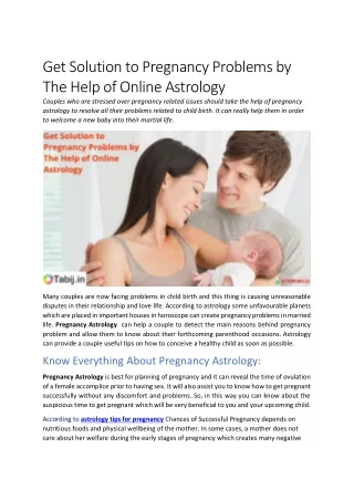 Get Solution to Pregnancy Problems by The Help of Online Astrology (1)