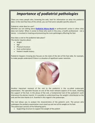 Importance of podiatrist pathologies