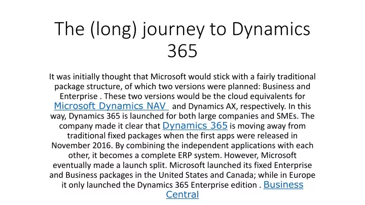 the long journey to dynamics 365