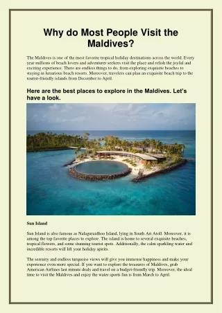 Why do Most People Visit the Maldives