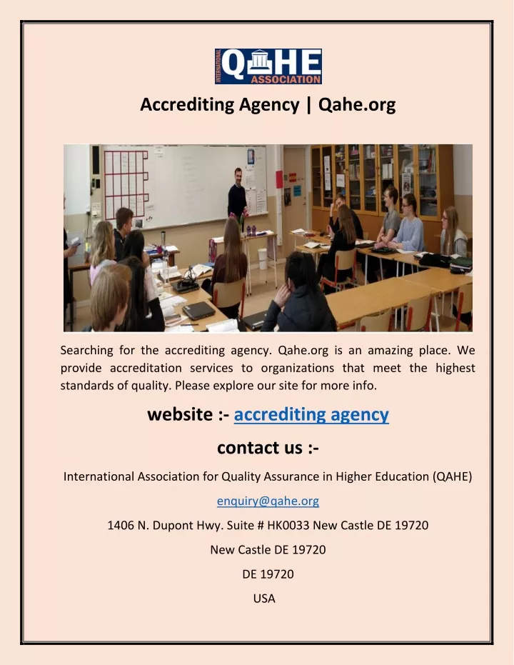 accrediting agency qahe org