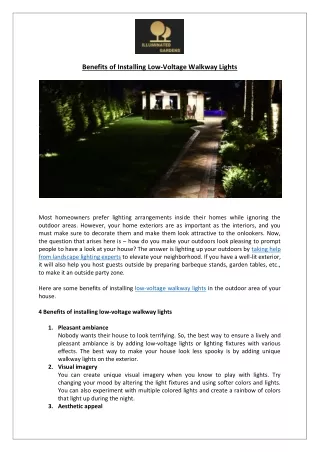 benefits of installing low voltage walkway lights