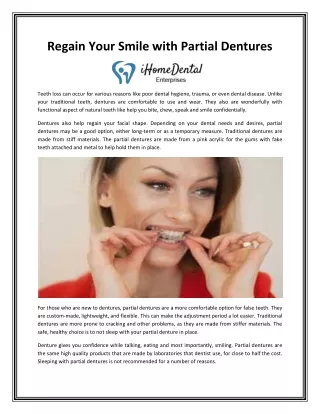 regain your smile with partial dentures