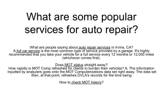 What are some popular services for auto repair_