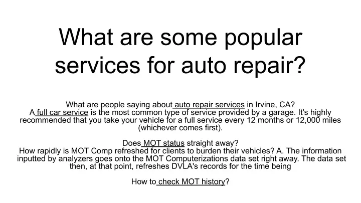 what are some popular services for auto repair