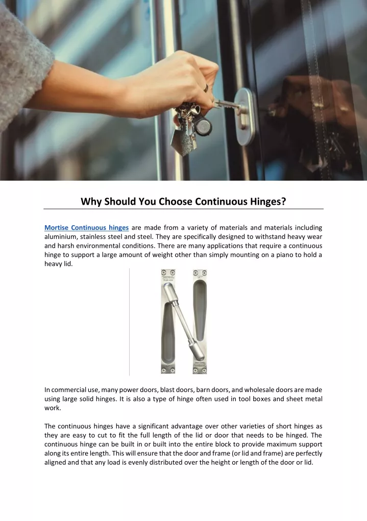 why should you choose continuous hinges mortise