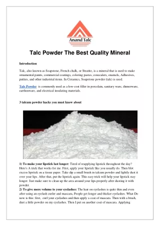 Talc Powder The Best Quality Mineral
