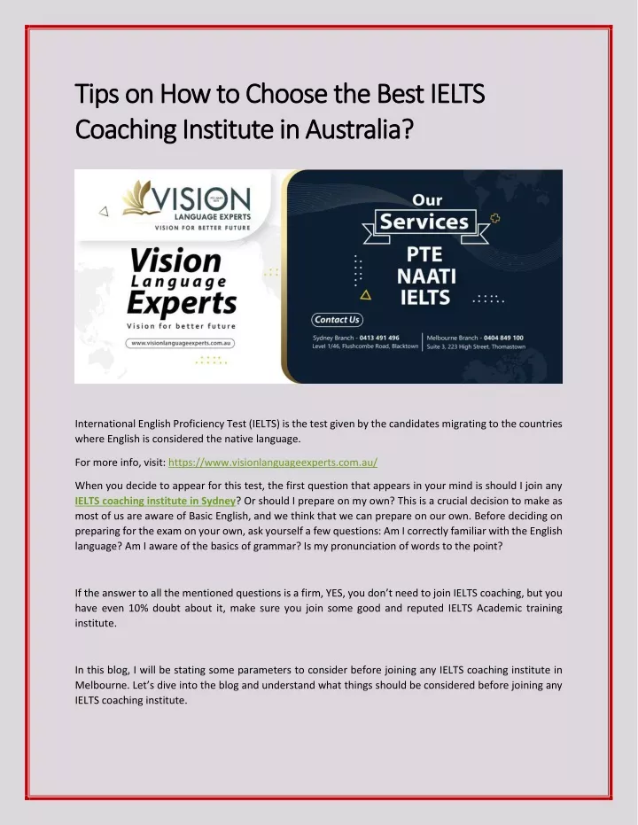 tips tips on coaching institute in australia