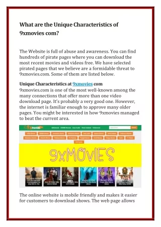 what are the unique characteristics of 9xmovies