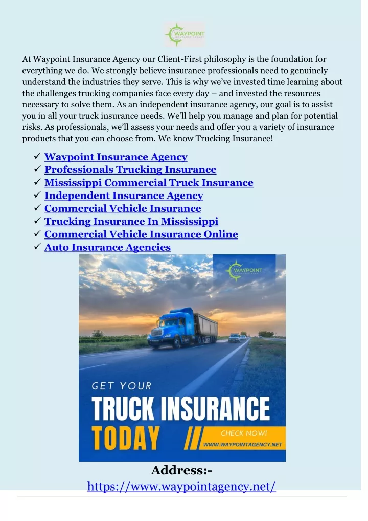 at waypoint insurance agency our client first