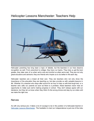 Helicopter Lessons Manchester: Teachers Help