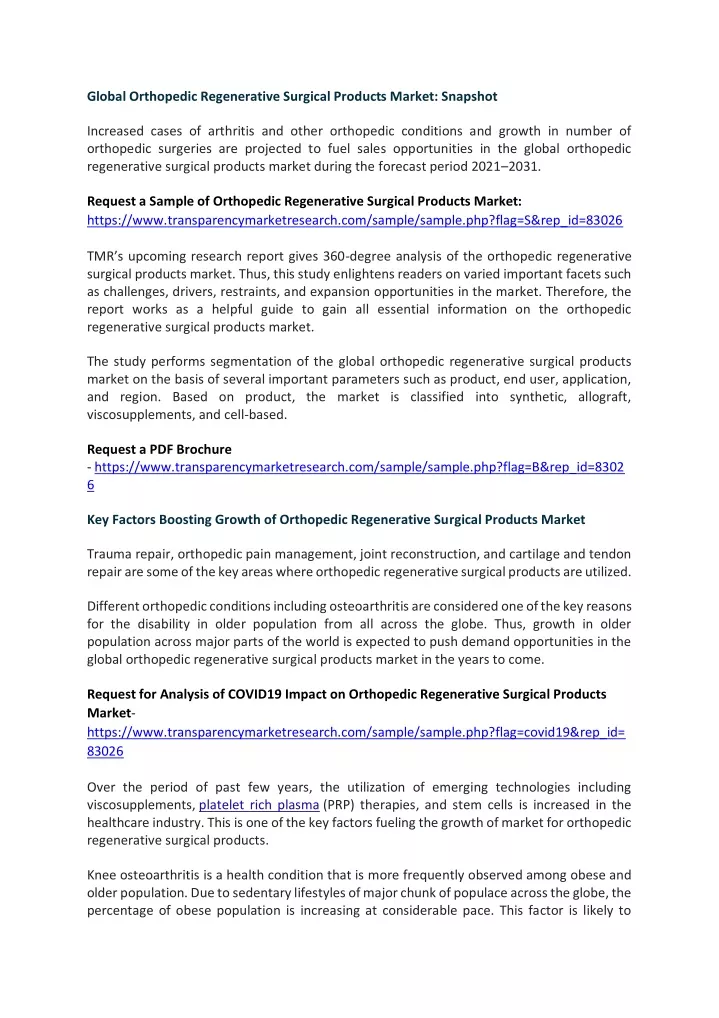 global orthopedic regenerative surgical products