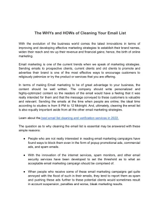 The WHYs and HOWs of Cleaning Your Email List