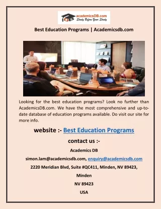 Best Education Programs  Academicsdb
