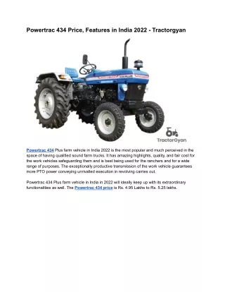 Powertrac 434 On Road Price in India 2022 - Tractorgyan