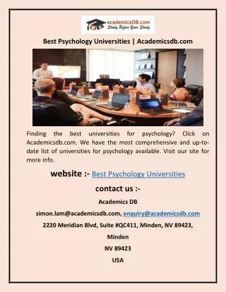 Best Psychology Universities  Academicsdb.com
