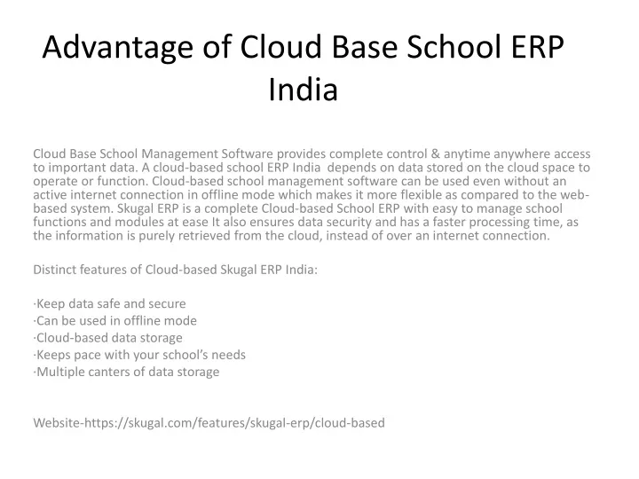 advantage of cloud base school erp india