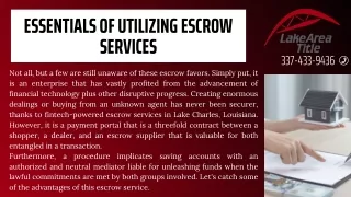 essentials of utilizing escrow services