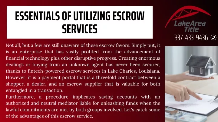 essentials of utilizing escrow services