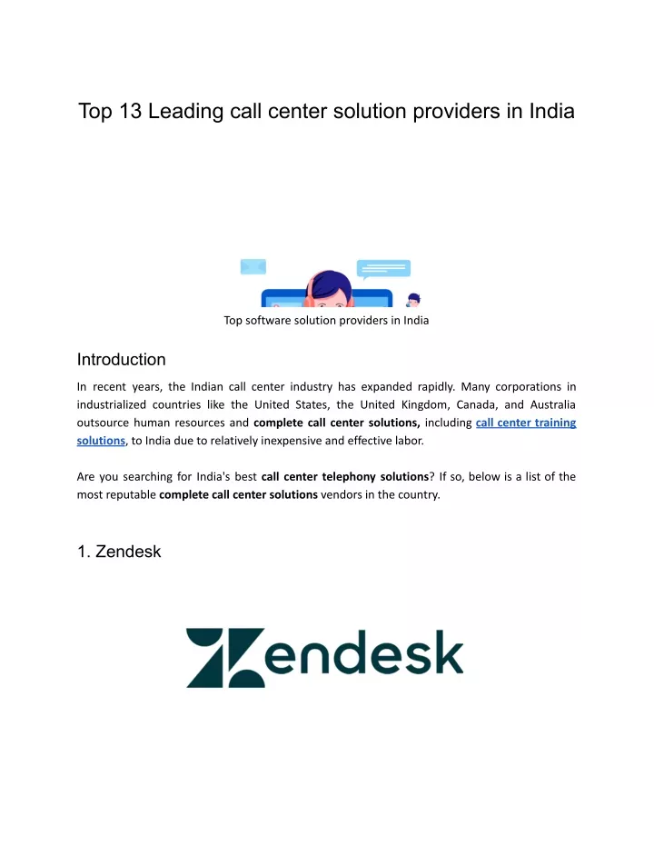 top 13 leading call center solution providers