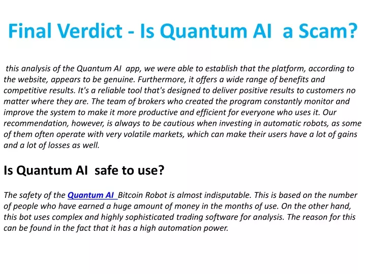 final verdict is quantum ai a scam