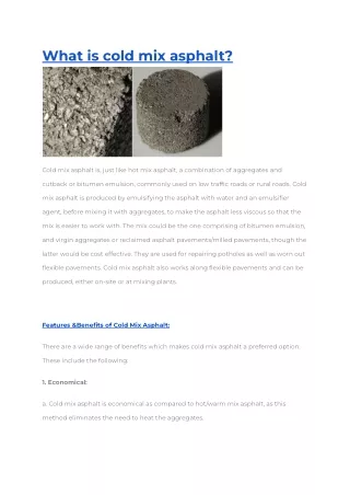 what is cold mix asphalt