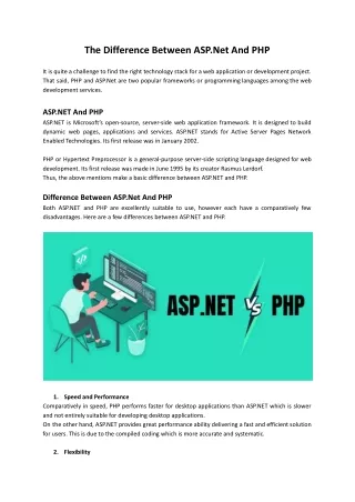 the difference between asp net and php
