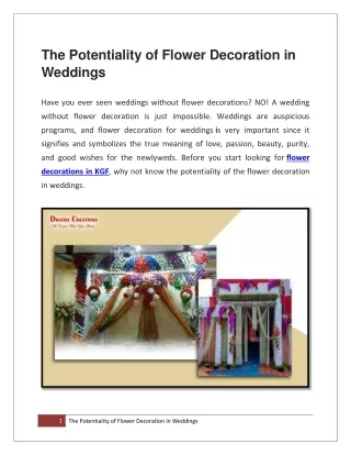 The Potentiality of Flower Decoration in Weddings